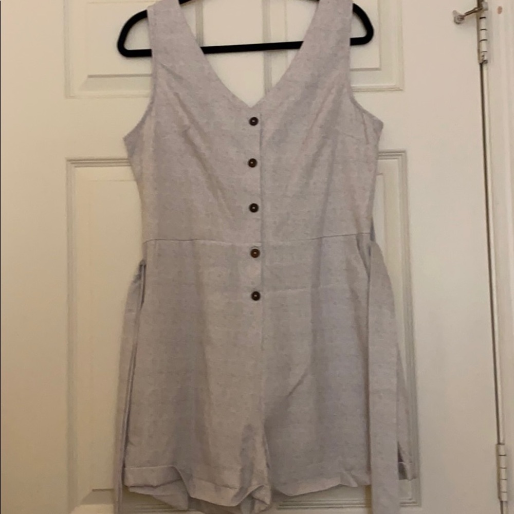 Button down light gray romper